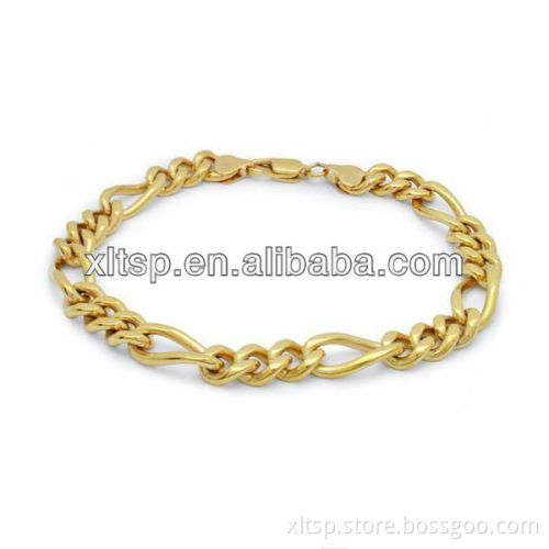 T2513 316L Stainless Steel Gold Plated Figaro Bracelet